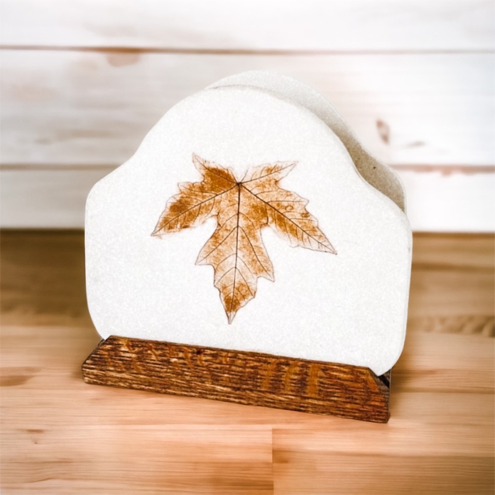 Vintage Ceramic Pressed Leaf Napkin Holder